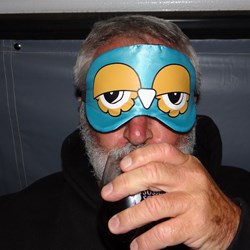   Guess who is behind this sleeping mask.  Fancy waking up and looking into those eyes.  