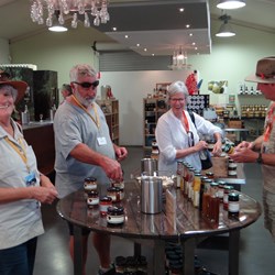 Caught in the act in the tasting room at the Berry Farm.