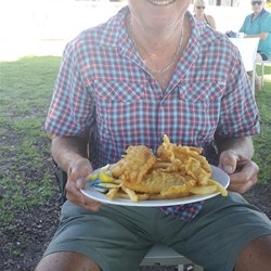 Steve enjoys a mid afternoon  snack