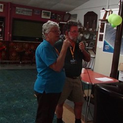 Karaoke night, Margot and Brian 