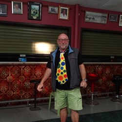 Charles donning the clown tie.