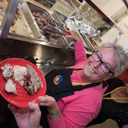 Serving up meat for Spit Roast