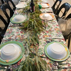 Tables decorated for Spit Roast Dinner
