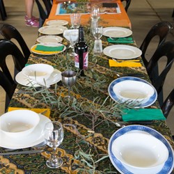Tables decorated for Spit Roast Dinner