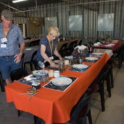 Tables decorated for Spit Roast Dinner