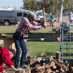 Volunteer wood choppers