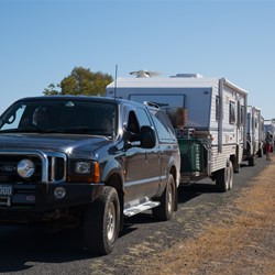Lined up to entry Muster Site