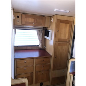 Rear work space and microwave 