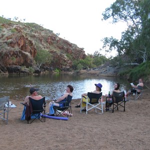 Relaxing after a dip in Caroline's pool