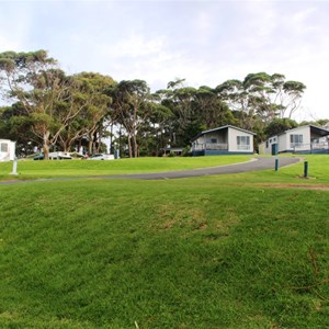 Cabins high on the hill have great ocean views