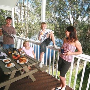 Villa accommodation with private balcony at Kirra Beach Tourist Park, Gold Coast