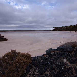 View of large salt lake