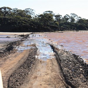 Gravel causeway over salt lake