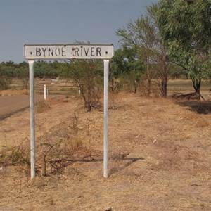 Sign on eastern bank