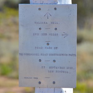 Replica Len Beadell Plaque at the Well