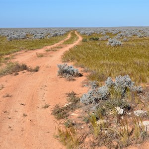 The old ruin is located right on the side of this track