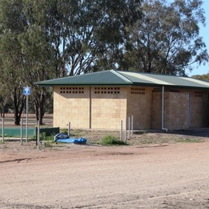 The amenities unit is shared with the sports ground. Note the dump point.