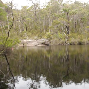 Rowell's Pool still deep water in summer when falls are dry