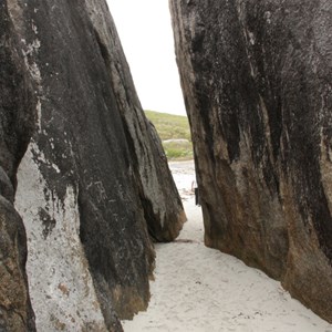 Walking between the crevices to reach Elephant Cove