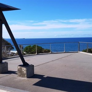 The ship's bow, formed by the viewing deck, points to the wreck site