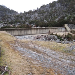 Downstream face of weir