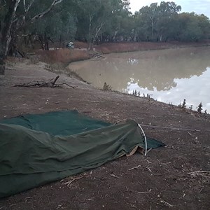 Camping beside the Darling River at Mays Bend