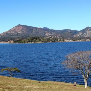 View over Lake Moogerah to surrounding mountains