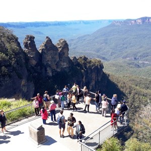 The lower viewing deck and The Three Sisters