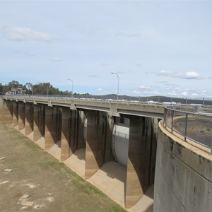 Spillway apron, piers and gates