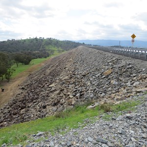 Downstream face of dam wall