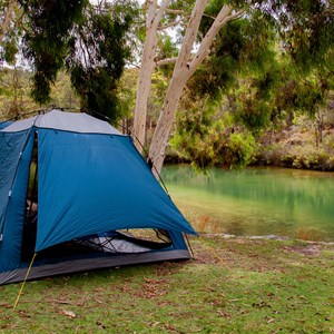 Shade tent setup at picnic area