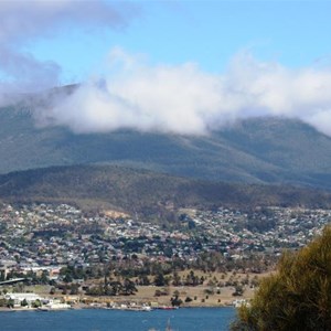 A cloud covered Mount Wellington