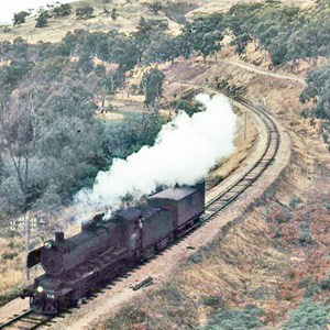 Historic photo of the old train line in use