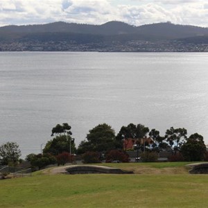 View of gun emplacements, river and eastern suburbs