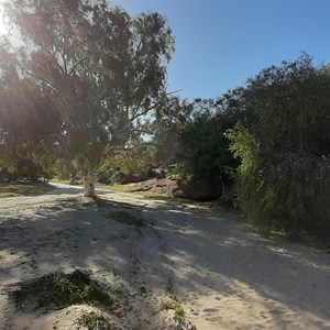 Driving along the river bed sand