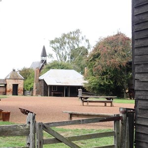 A glimpse of the church and buildings