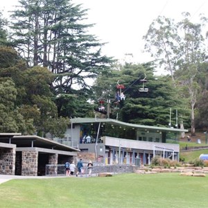 The caf? to the right and covered picnic facilities