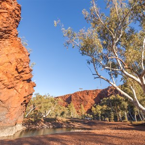 Camp areas beside pool at Kalgans