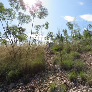 Rocky track to pool