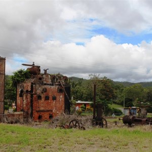Mining relics at the entrance to the town