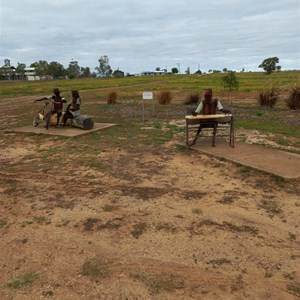 Sculptures in the paddock. Muttaburra.