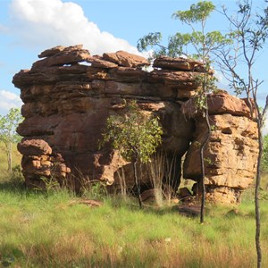 Stone face on right