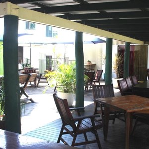 Sheltered dining area at Byfield General Store