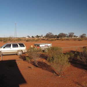 Campsite with town behind