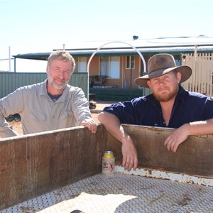 Joel (right) and Russ at Mulgaria. Last car through in 2014 before track closure.