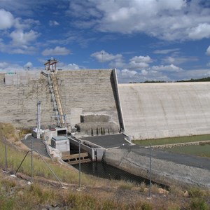 Irrigation outlet on right abutment