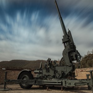 historic WWII site with guns and tunnels