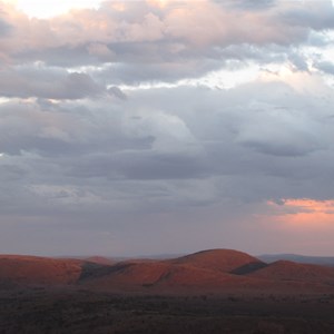 Sunset on nearby hills