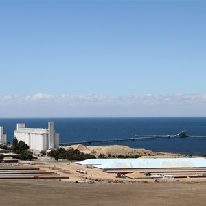 Ardrossan Port and grain storage.