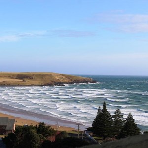 Godfreys Beach to the north of Stanley in a brisk south easterly wind.